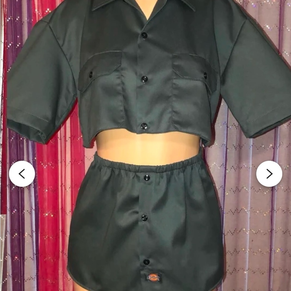 Dickies black Cropped Shirt and Skirt Set